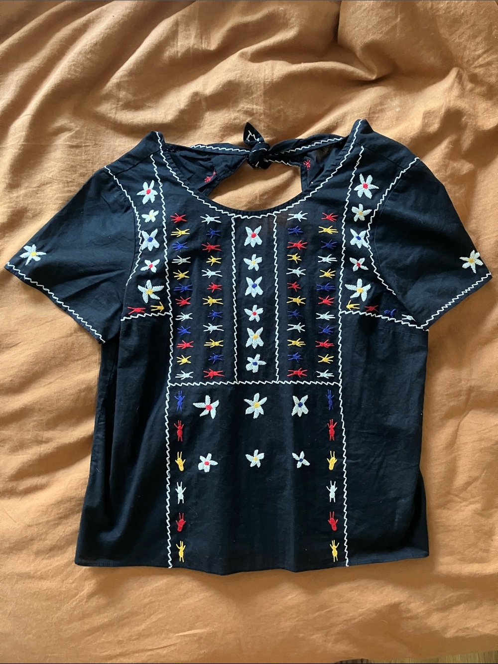 Madewell Black Embroidered Top